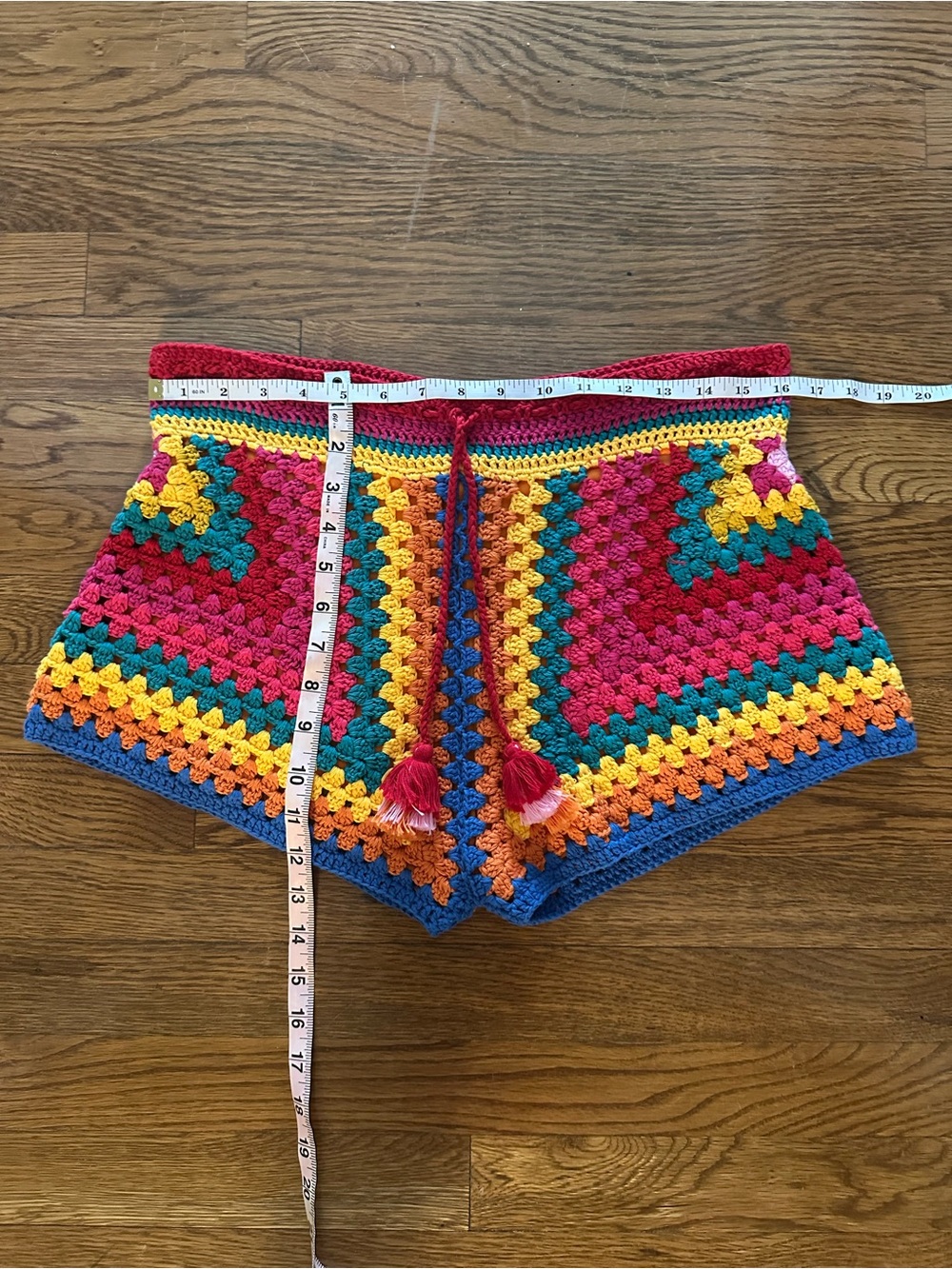 NWT FARM Rio Striped Scarf Crochet Shorts multi color  size small - Picture 6 of 15